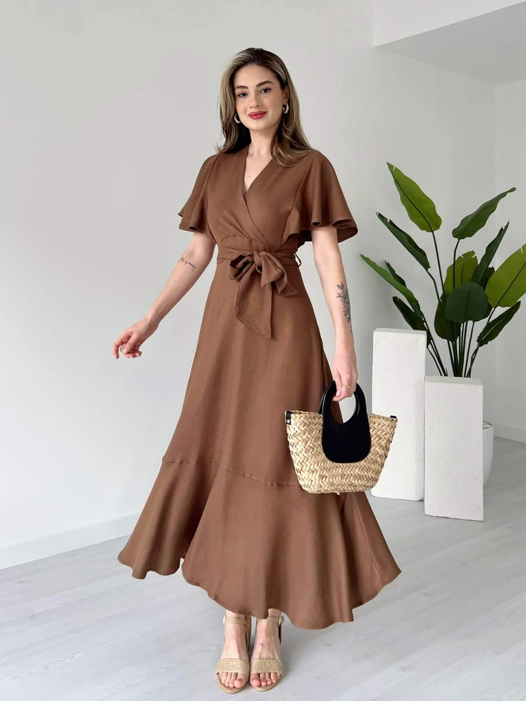 Robe en lin avec manches à volants - صورة 12 thumbnail